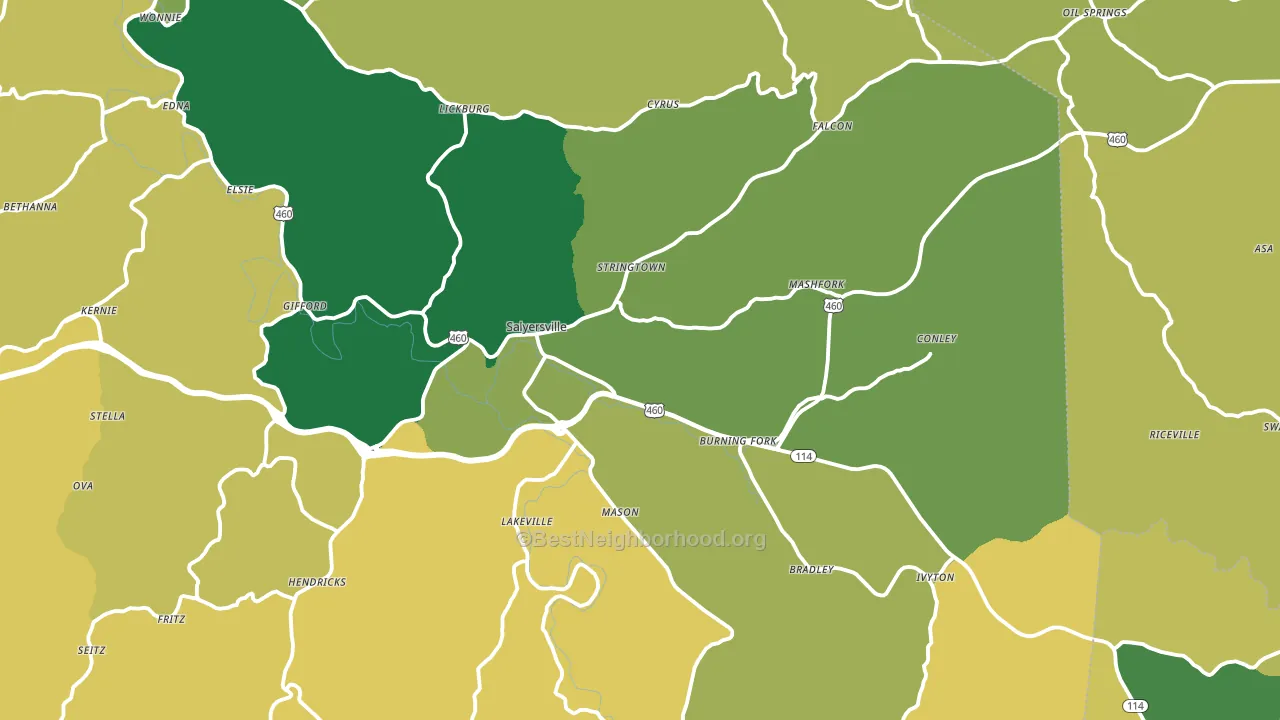 Salyersville, KY block-group voter-turnout map