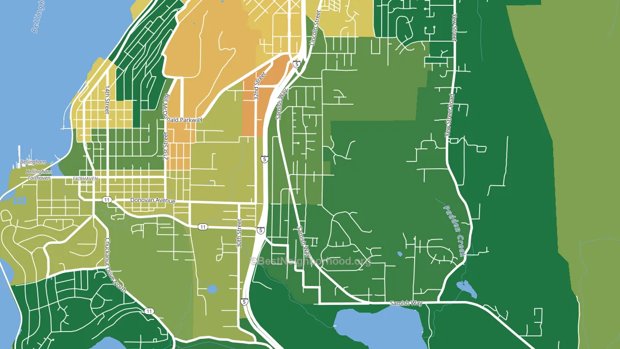 Samish Hill, Bellingham, WA block-group voter-turnout map