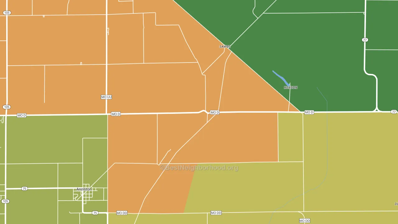 Samos, MO block-group voter-turnout map