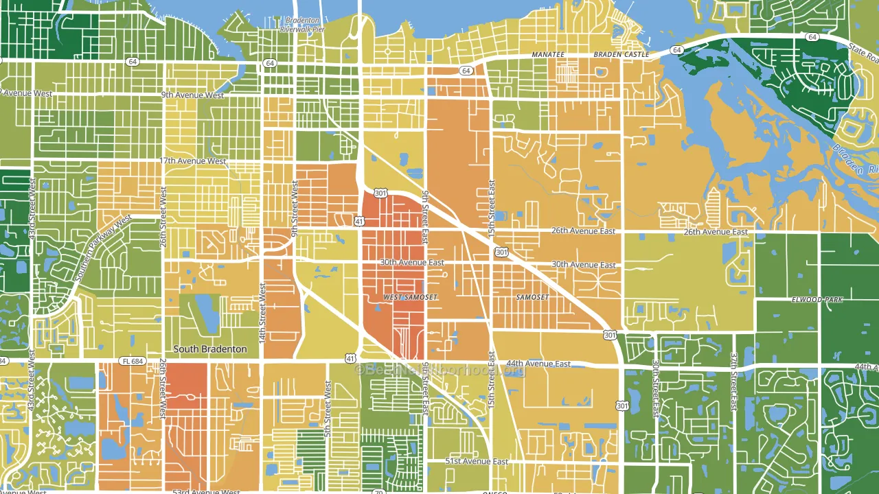 Samoset, Bradenton, FL block-group voter-turnout map