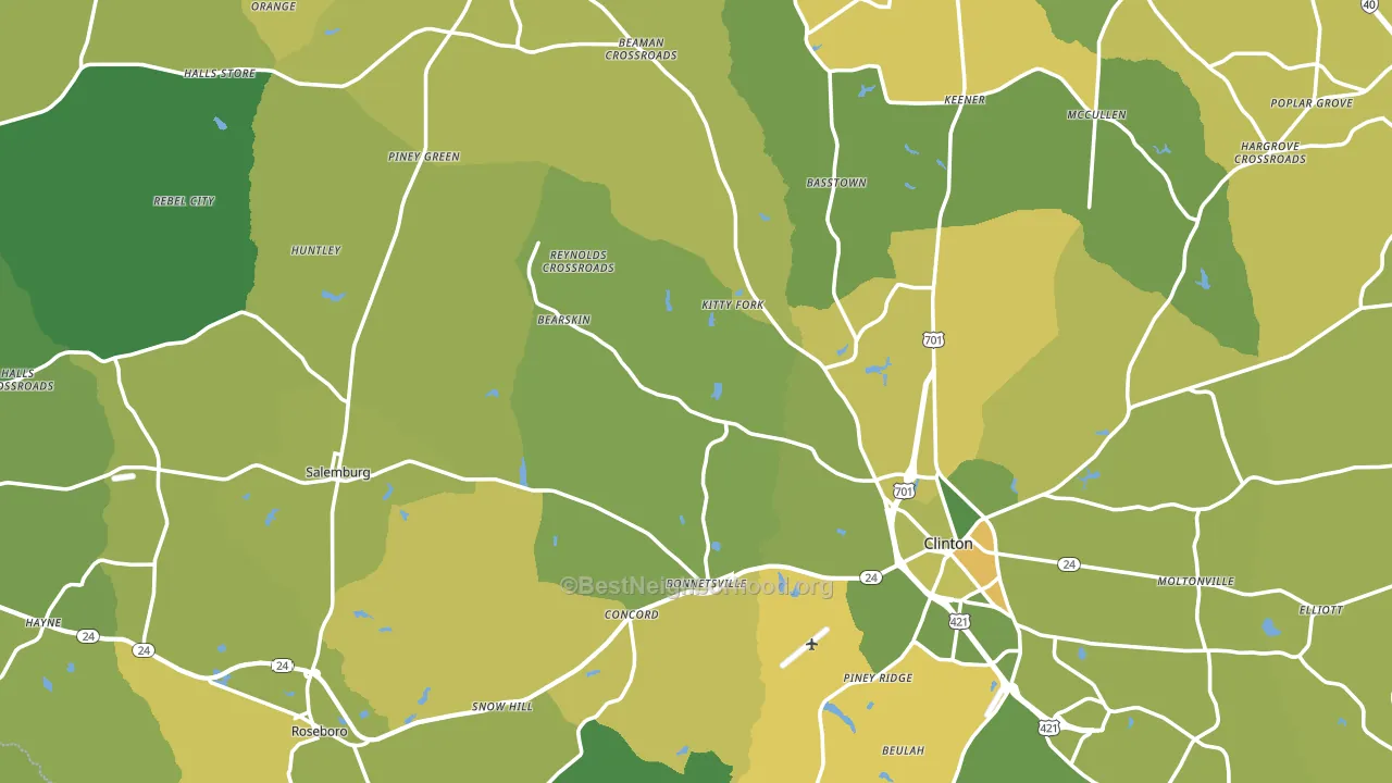 Sampson County, NC block-group voter-turnout map