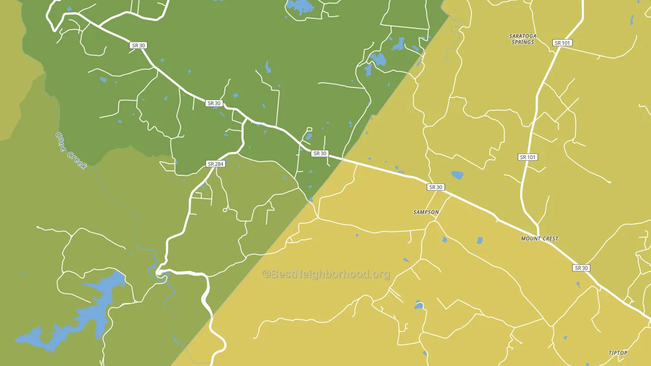 Sampson, TN block-group voter-turnout map