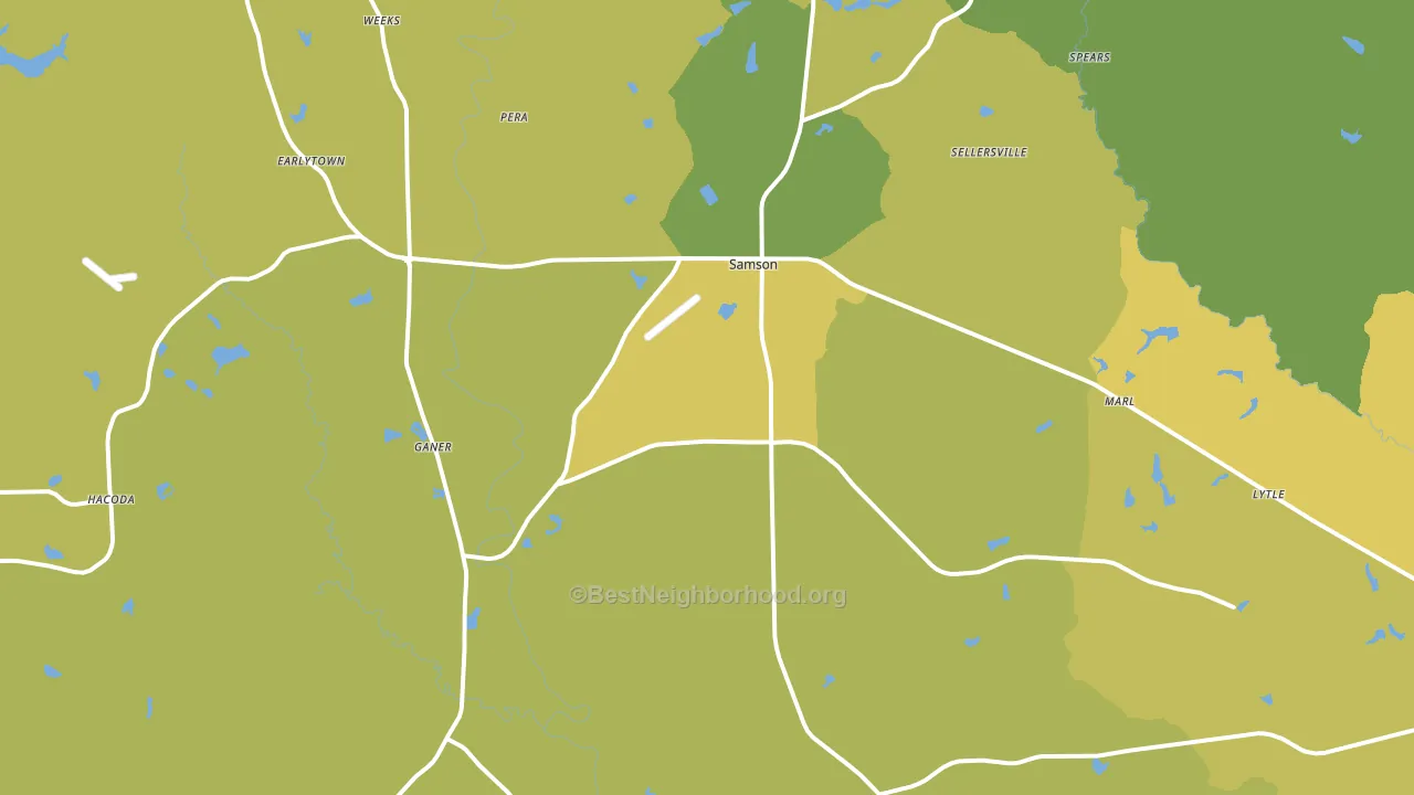 Samson, AL block-group voter-turnout map