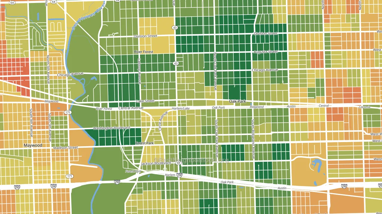 Samuel A Rothermel, Oak Park, IL block-group voter-turnout map