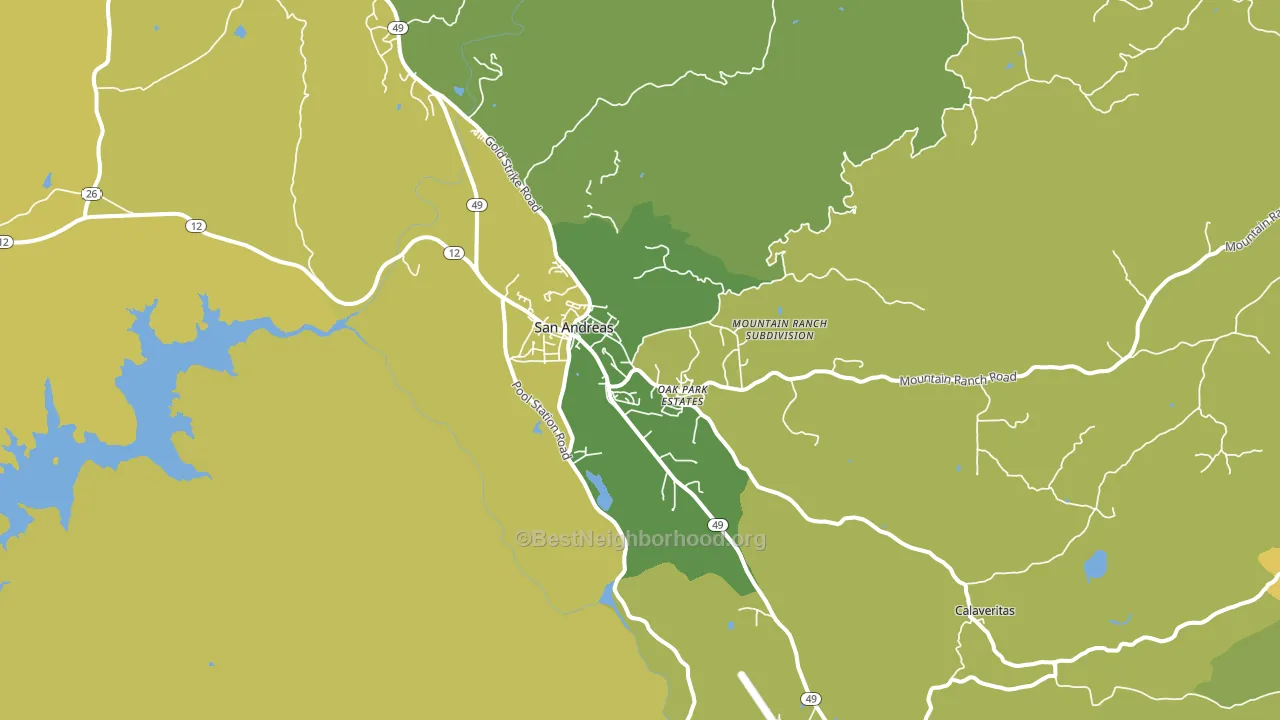 San Andreas, CA block-group voter-turnout map