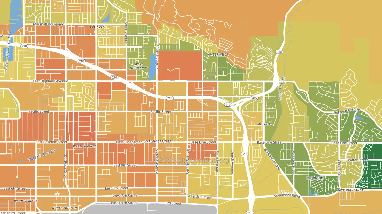 San Andreas, Highland, CA block-group voter-turnout map