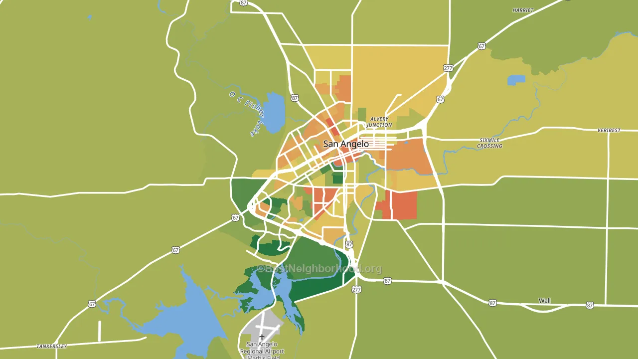 San Angelo, TX block-group voter-turnout map