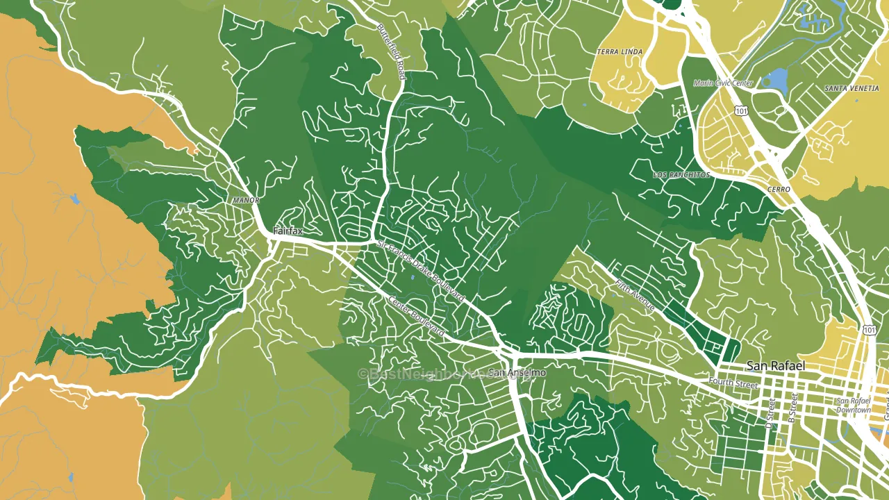 San Anselmo, CA block-group voter-turnout map
