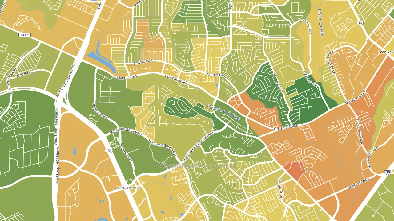 San Antonio Creekside, San Antonio, TX block-group voter-turnout map
