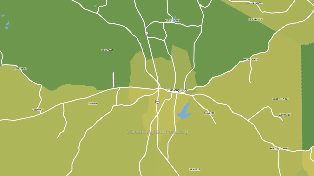 San Augustine, TX block-group voter-turnout map