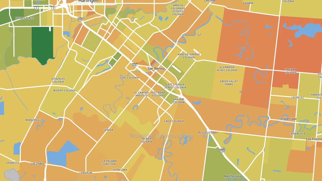 San Benito, TX block-group voter-turnout map