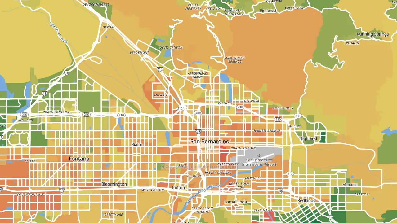 San Bernardino, CA block-group voter-turnout map