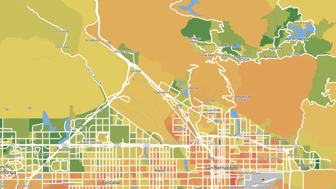 San Bernardino County, CA block-group voter-turnout map