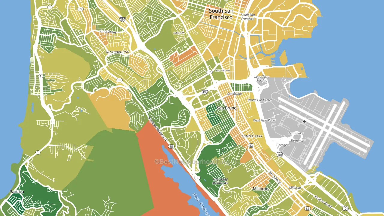 San Bruno, CA block-group voter-turnout map