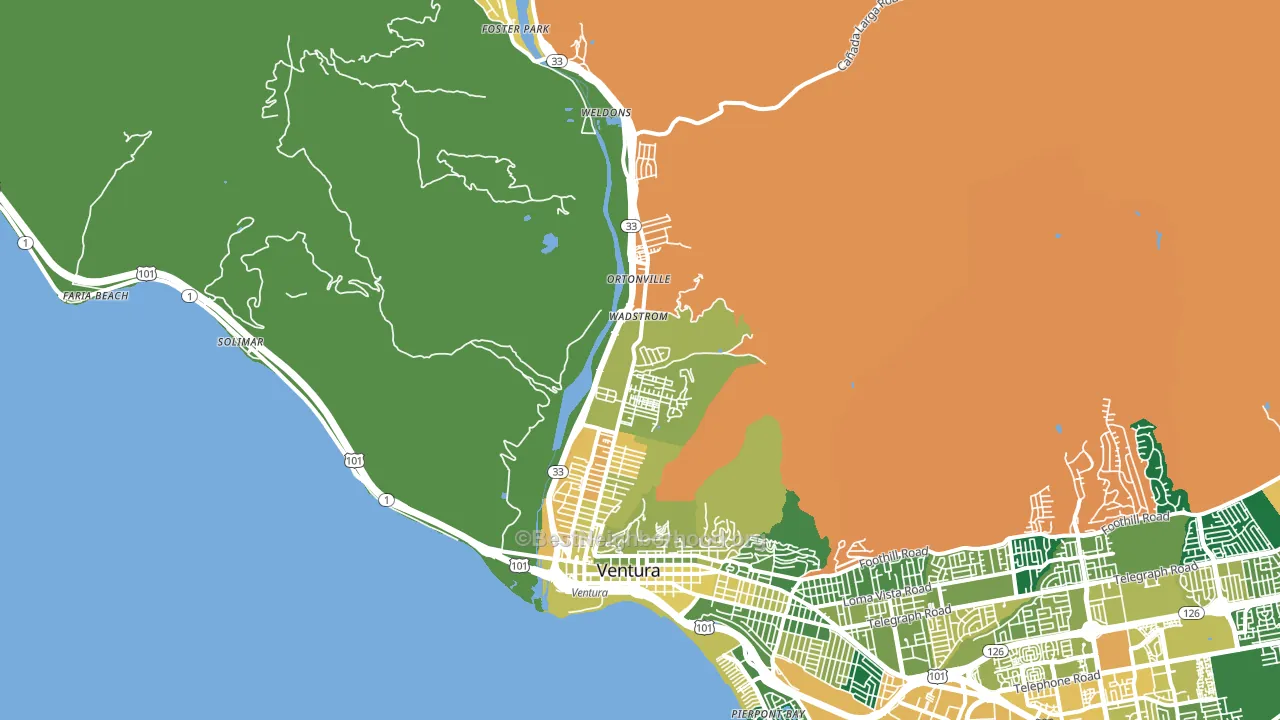 San Buenaventura, CA block-group voter-turnout map
