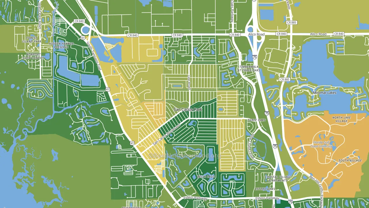 San Carlos Park, FL block-group voter-turnout map