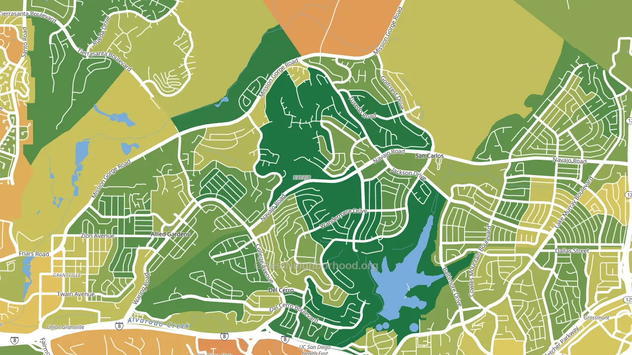 San Carlos, San Diego, CA block-group voter-turnout map