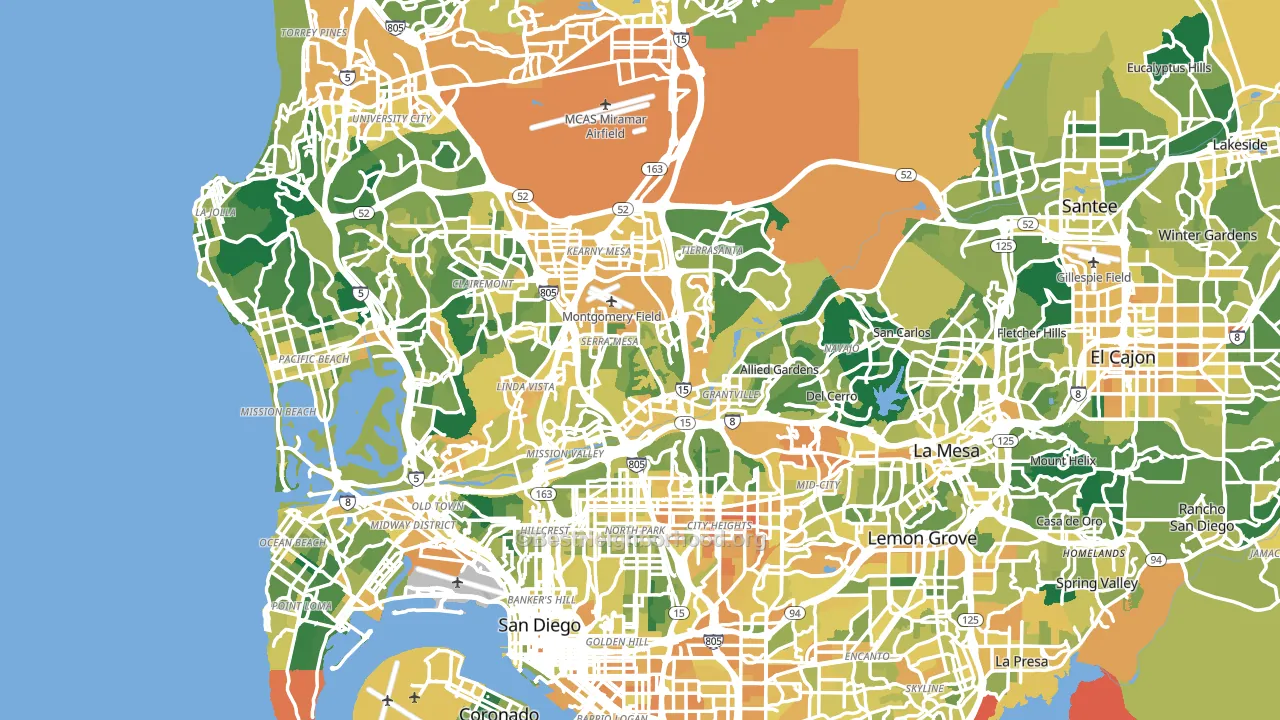San Diego, CA block-group voter-turnout map