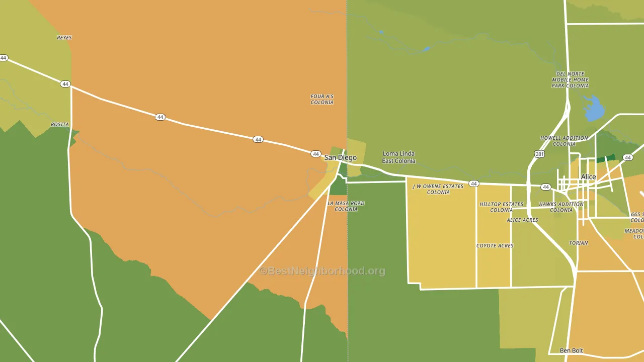 San Diego, TX block-group voter-turnout map