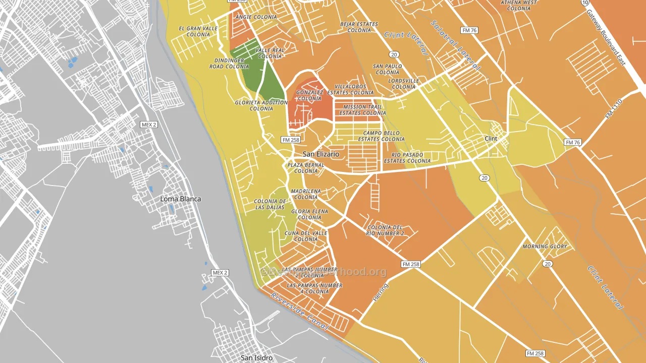 San Elizario, TX block-group voter-turnout map