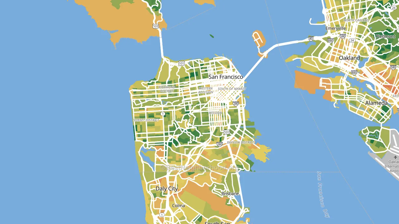 San Francisco County, CA block-group voter-turnout map