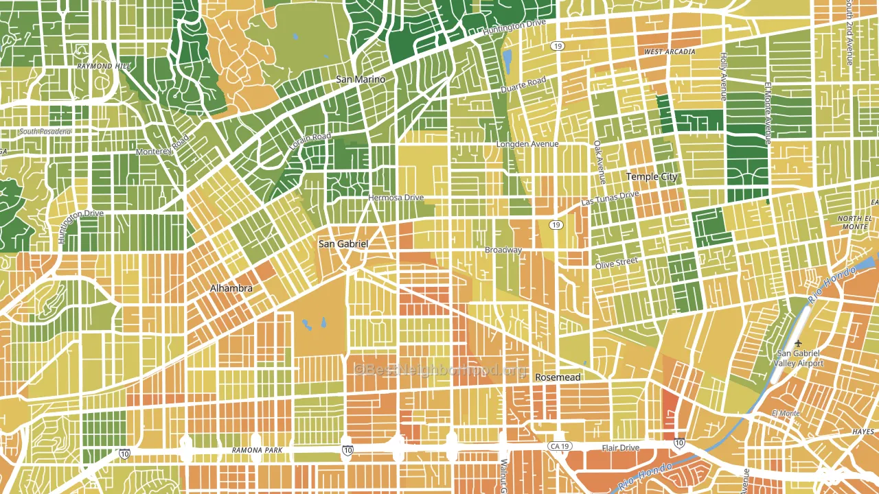 San Gabriel, CA block-group voter-turnout map