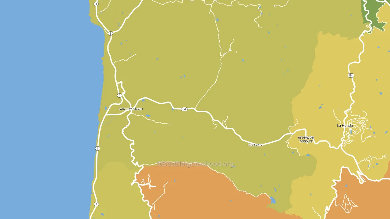 San Gregorio, CA block-group voter-turnout map