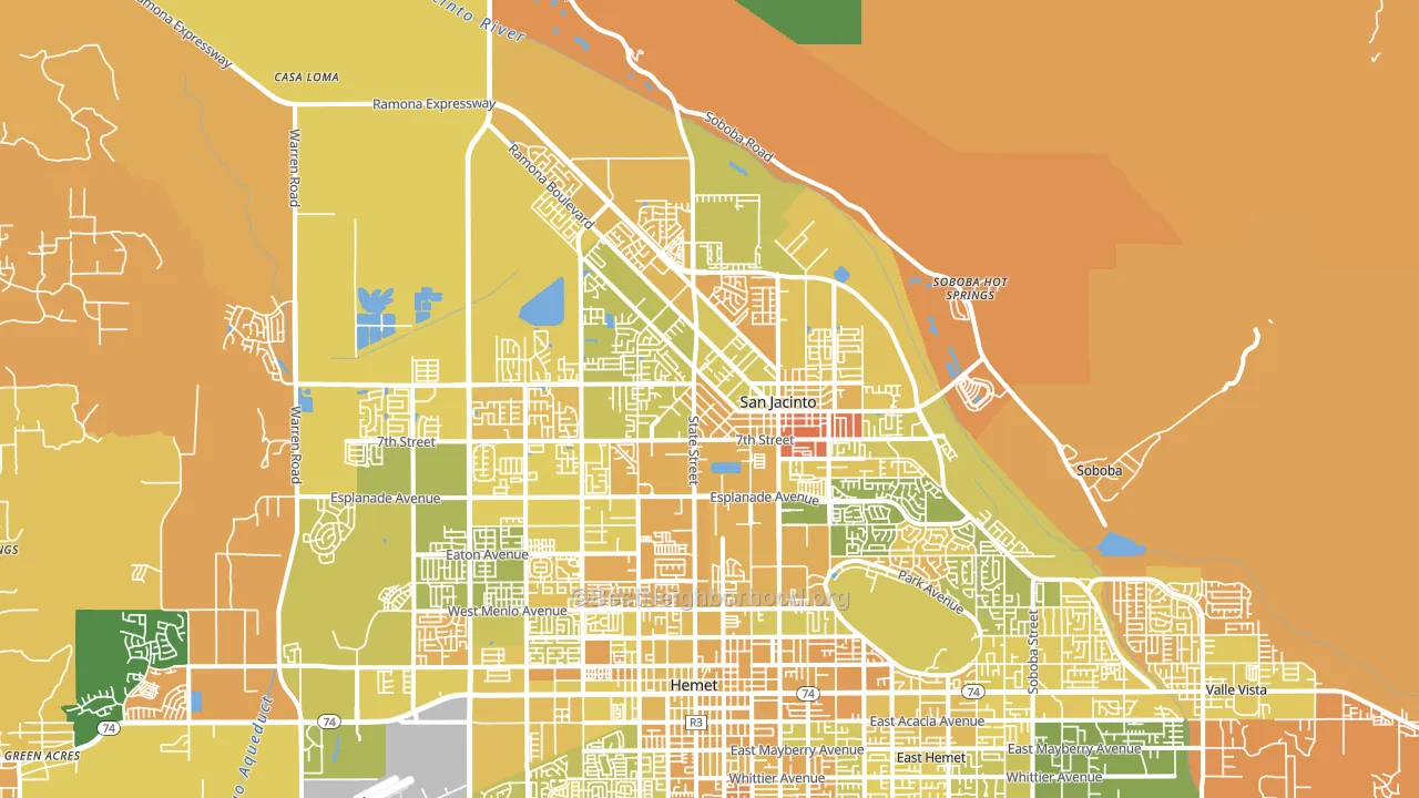 San Jacinto, CA block-group voter-turnout map