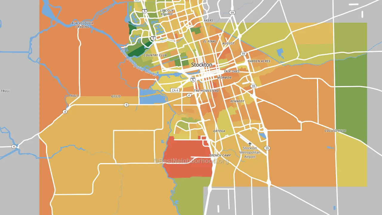 San Joaquin County, CA block-group voter-turnout map