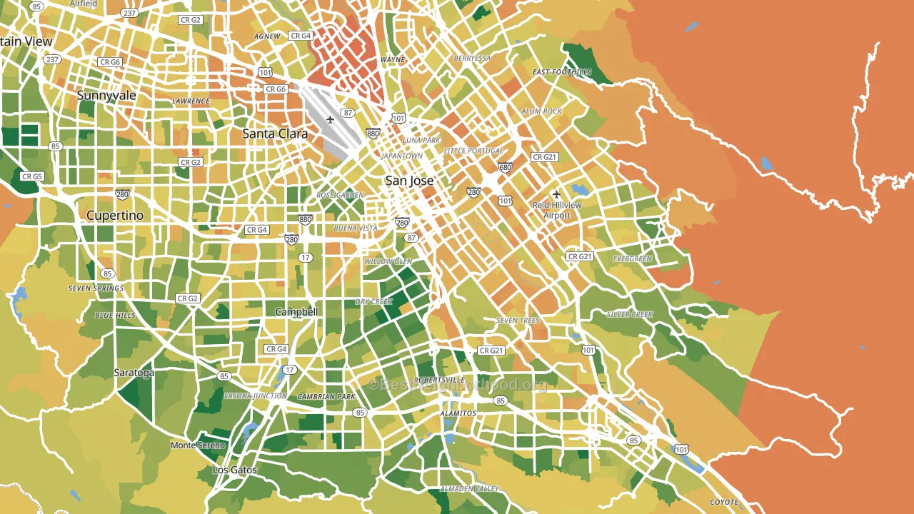 San Jose, CA block-group voter-turnout map