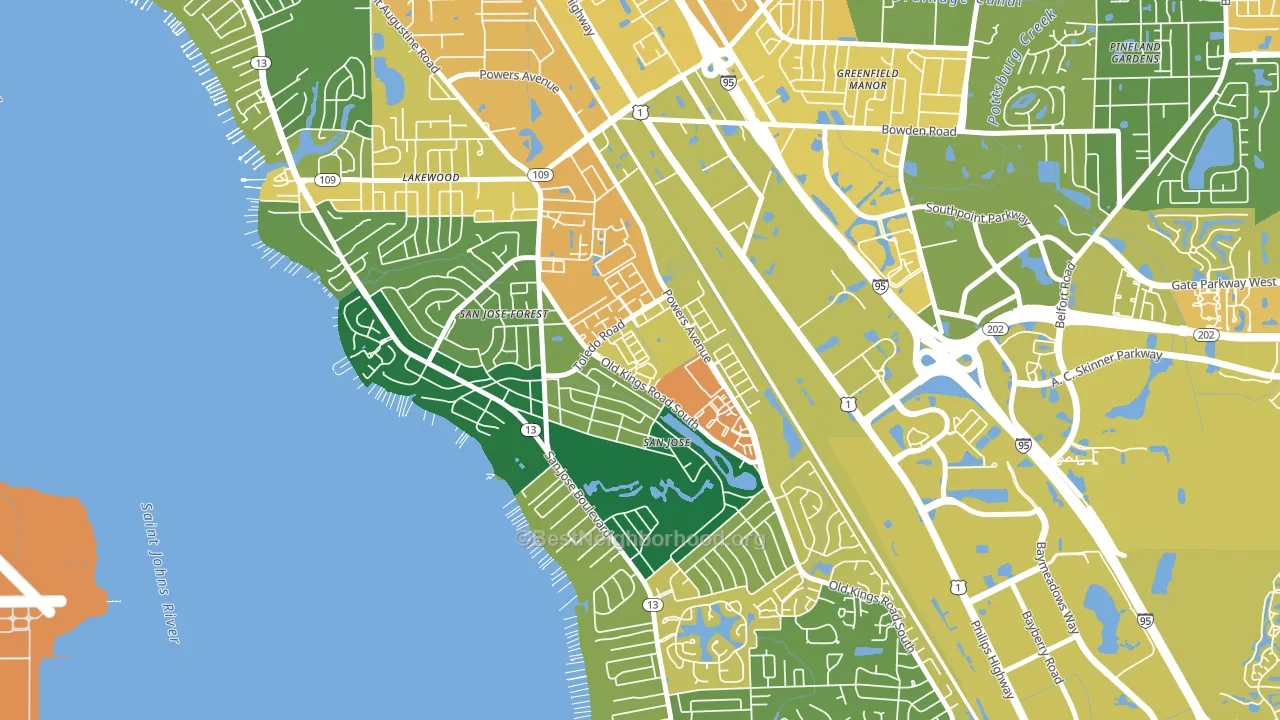 San Jose, Jacksonville, FL block-group voter-turnout map