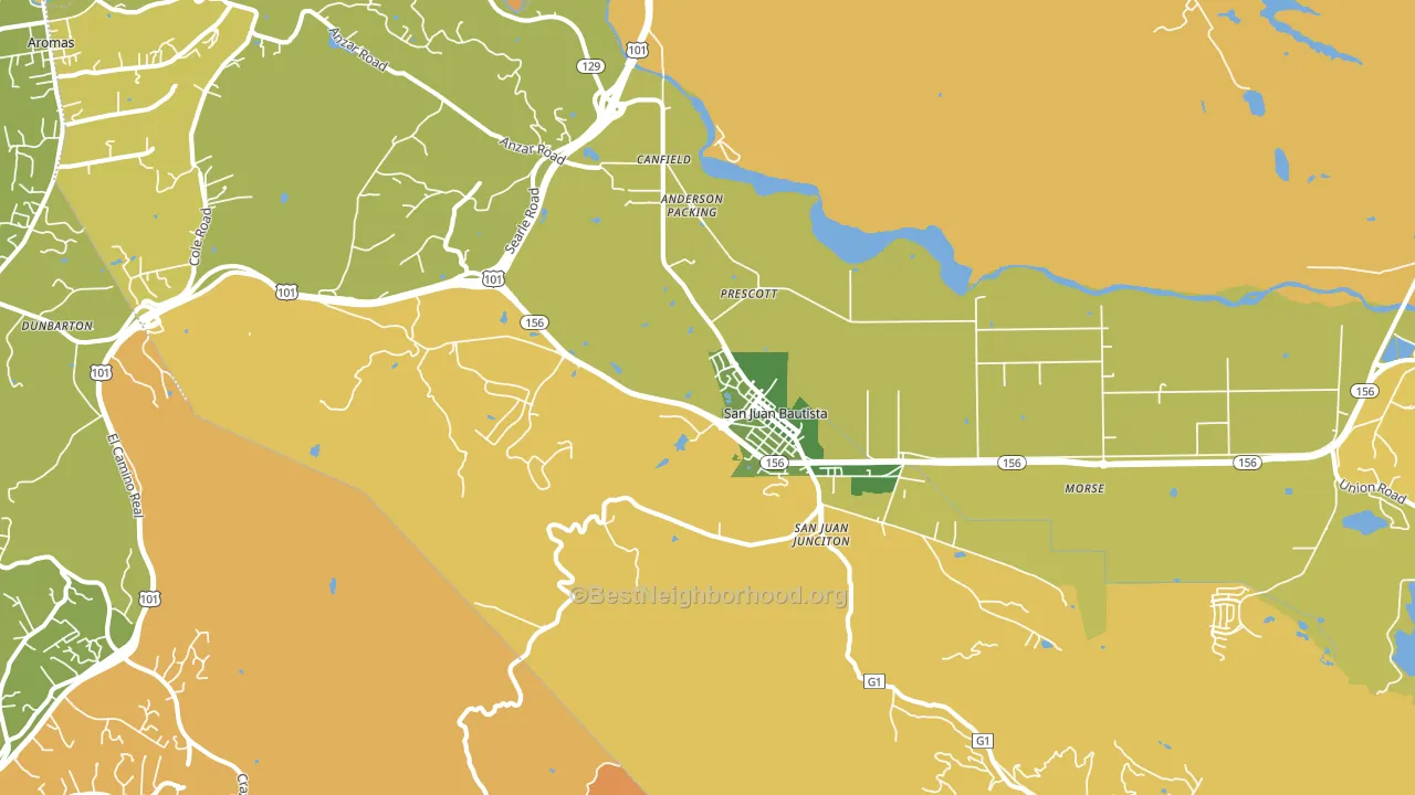 San Juan Bautista, CA block-group voter-turnout map