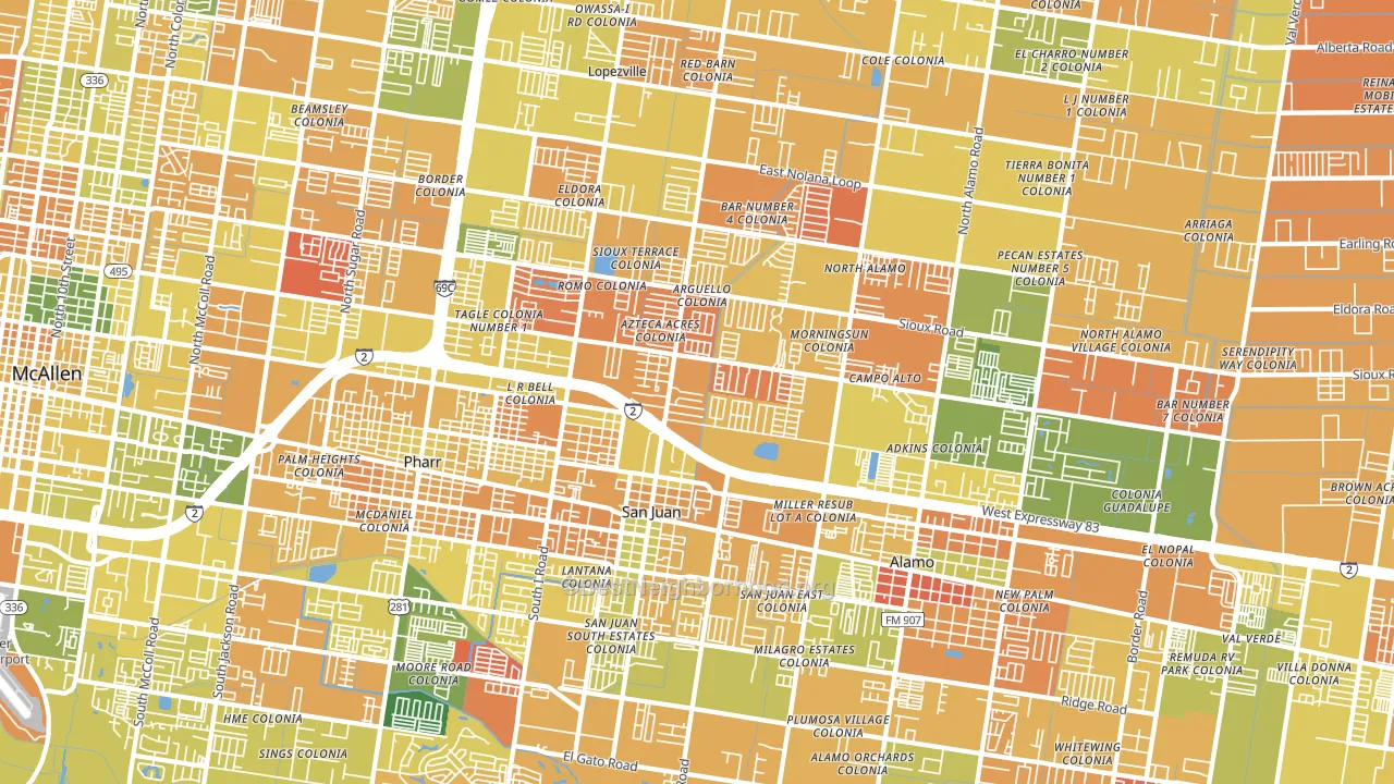 San Juan, TX block-group voter-turnout map