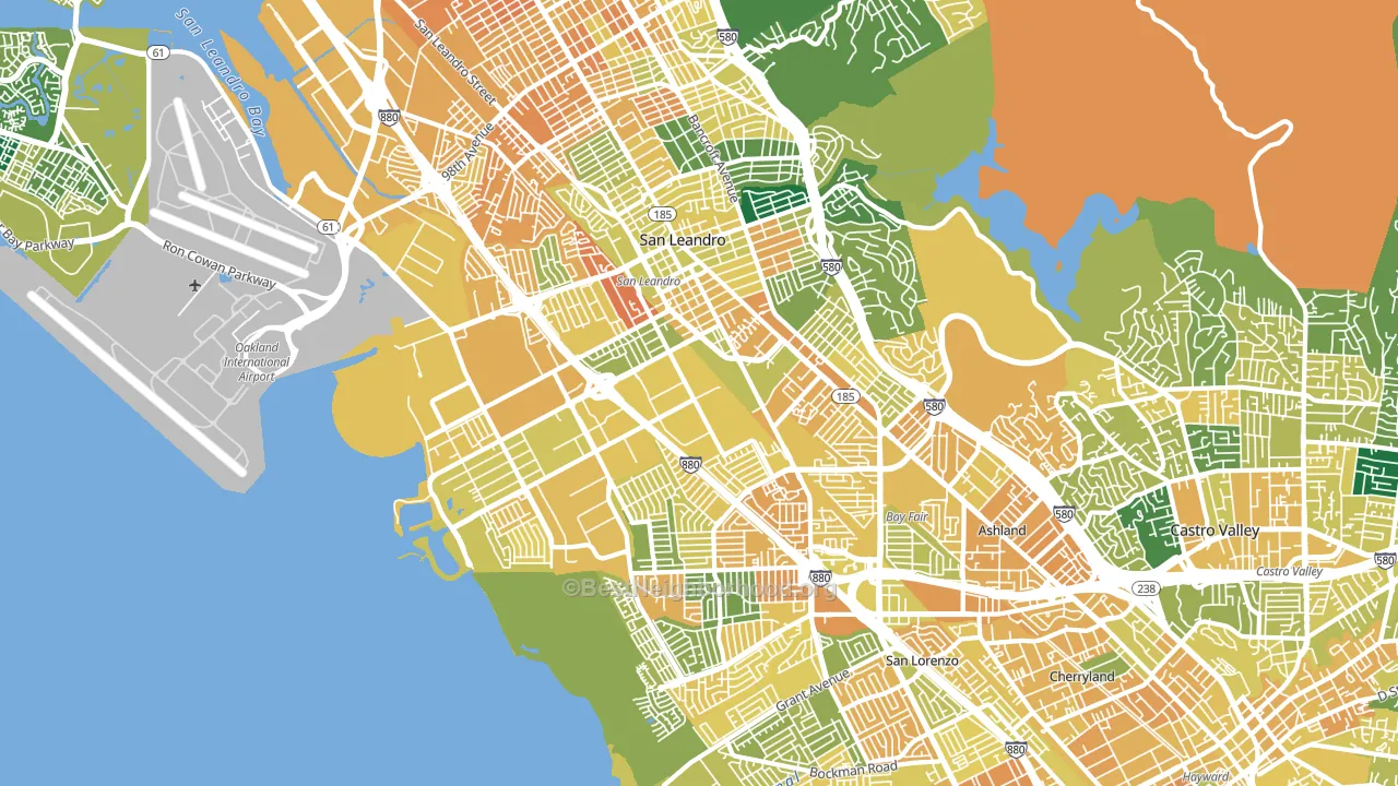 San Leandro, CA block-group voter-turnout map