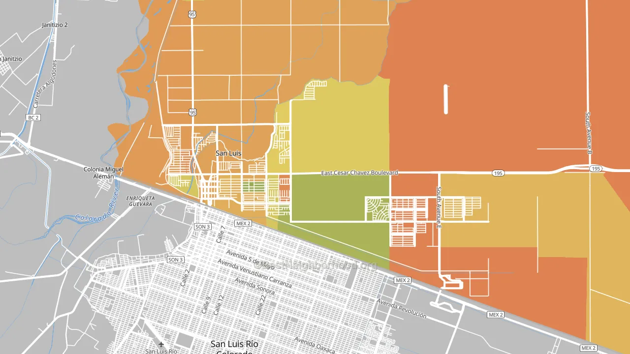 San Luis, AZ block-group voter-turnout map