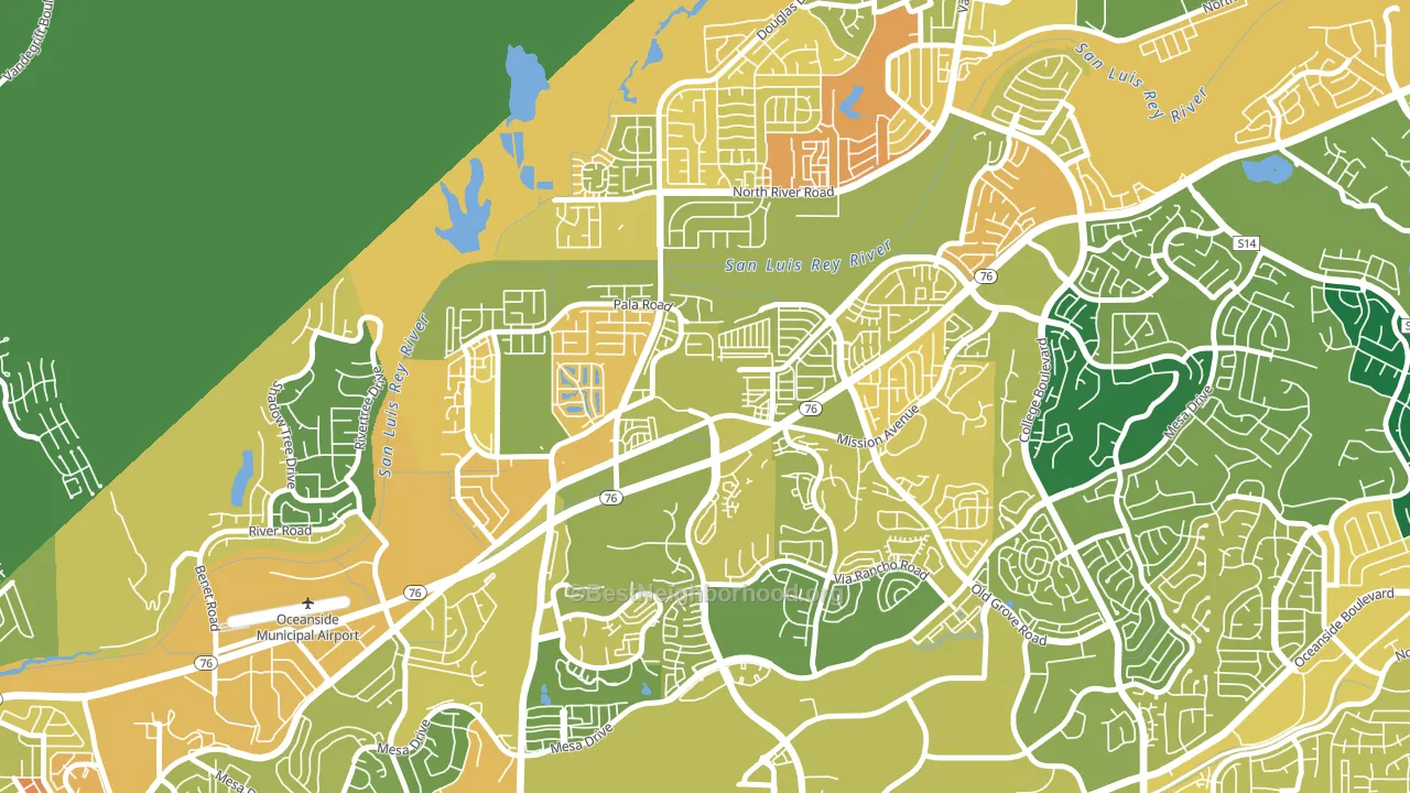 San Luis Rey, Oceanside, CA block-group voter-turnout map