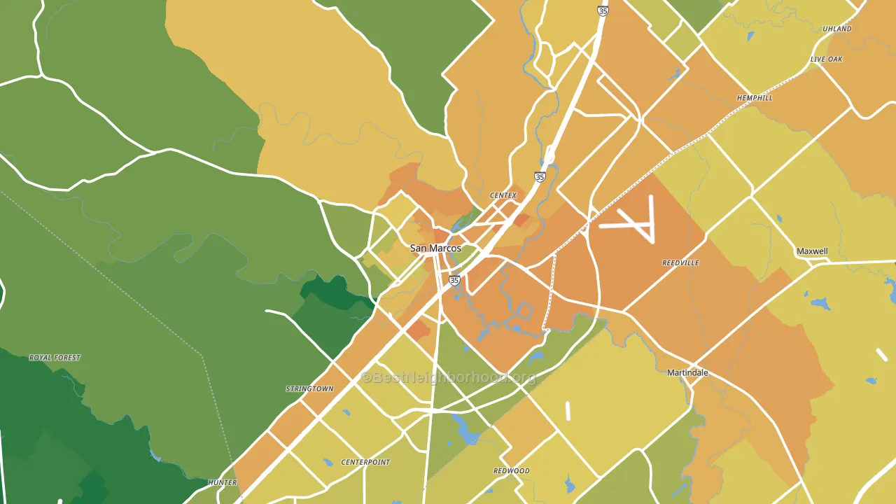 San Marcos, TX block-group voter-turnout map