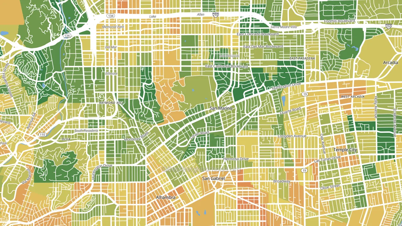 San Marino, CA block-group voter-turnout map