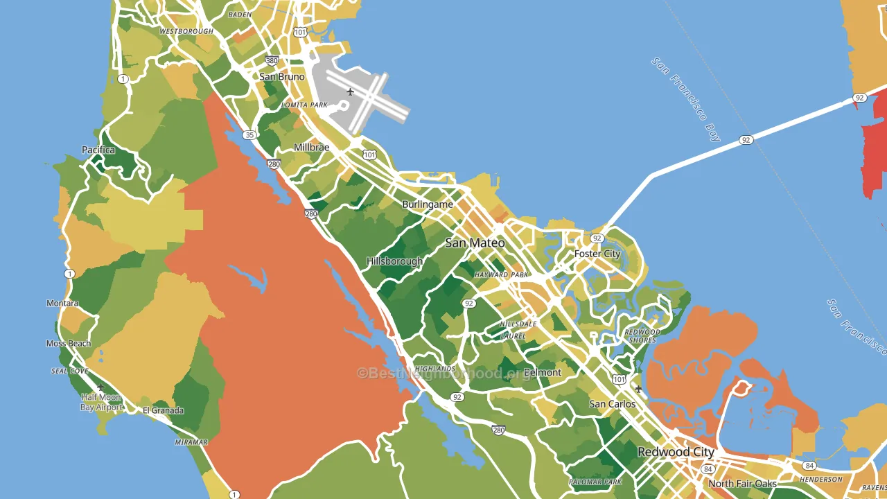 San Mateo County, CA block-group voter-turnout map