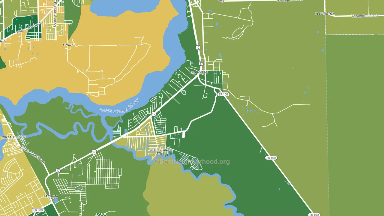 San Mateo, FL block-group voter-turnout map