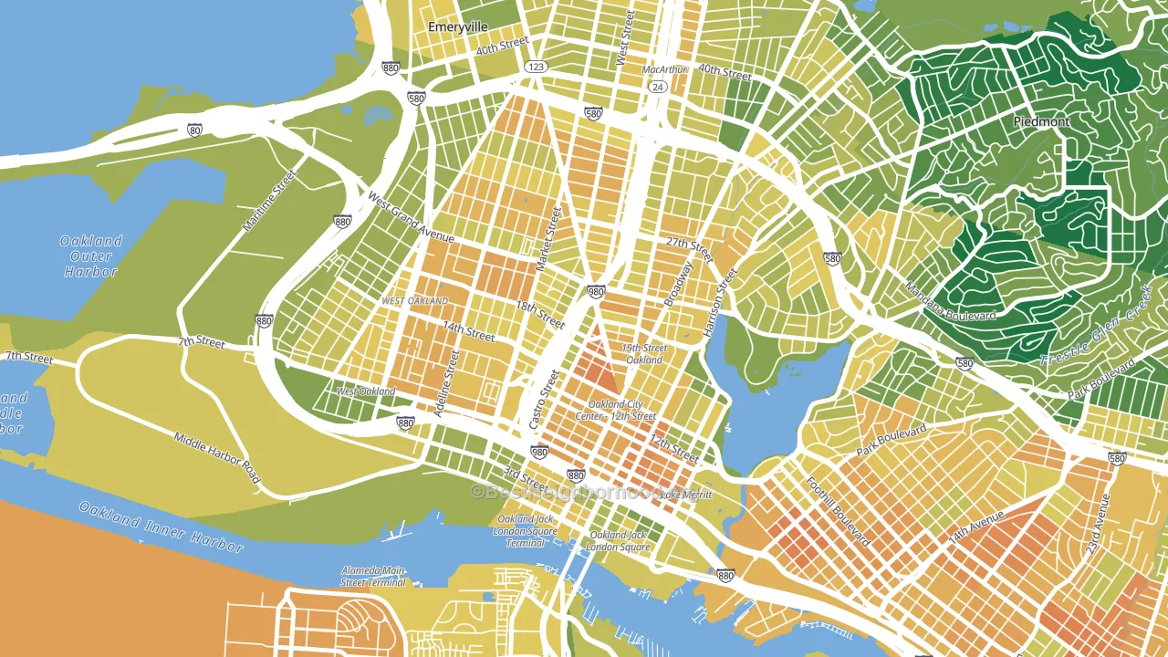 San Pablo Gateway, Oakland, CA block-group voter-turnout map