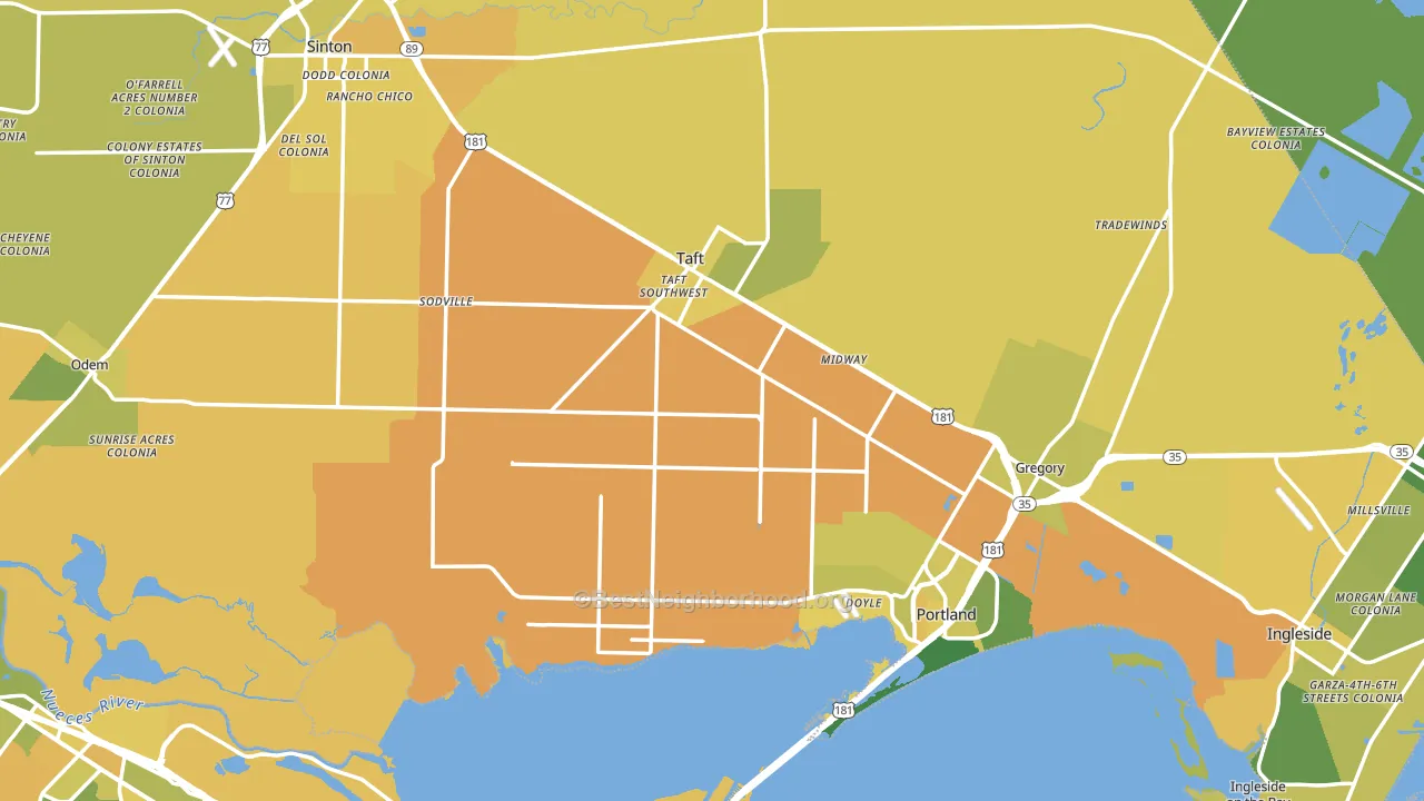 San Patricio County, TX block-group voter-turnout map