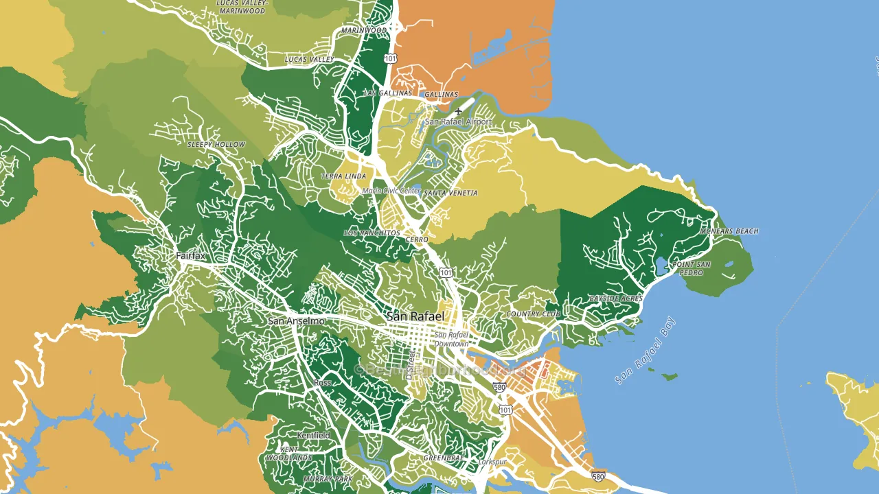 San Rafael, CA block-group voter-turnout map
