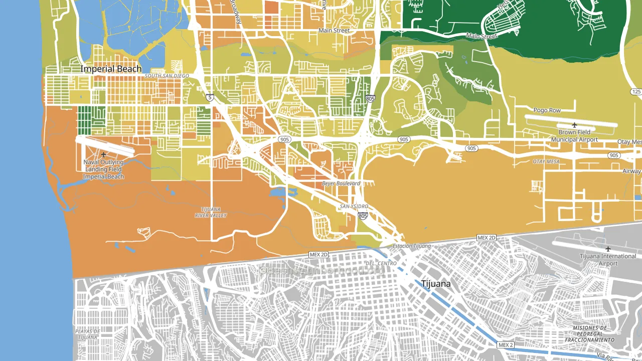 San Ysidro, CA block-group voter-turnout map