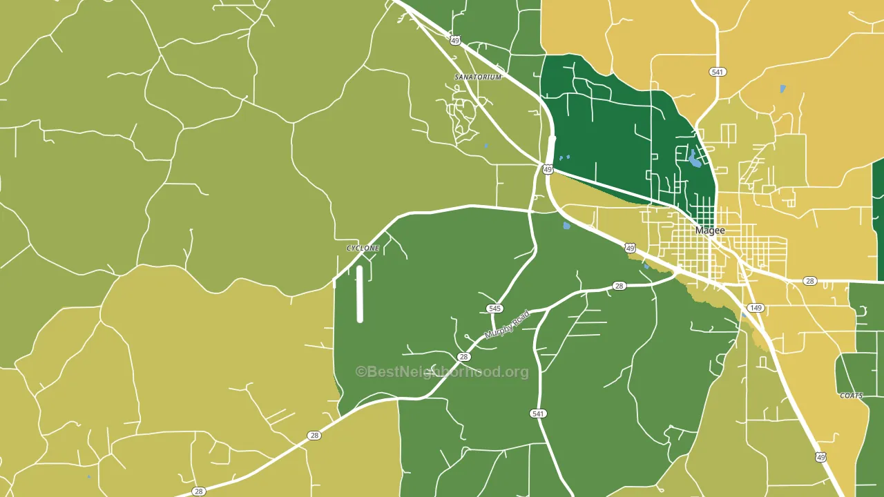 Sanatorium, MS block-group voter-turnout map