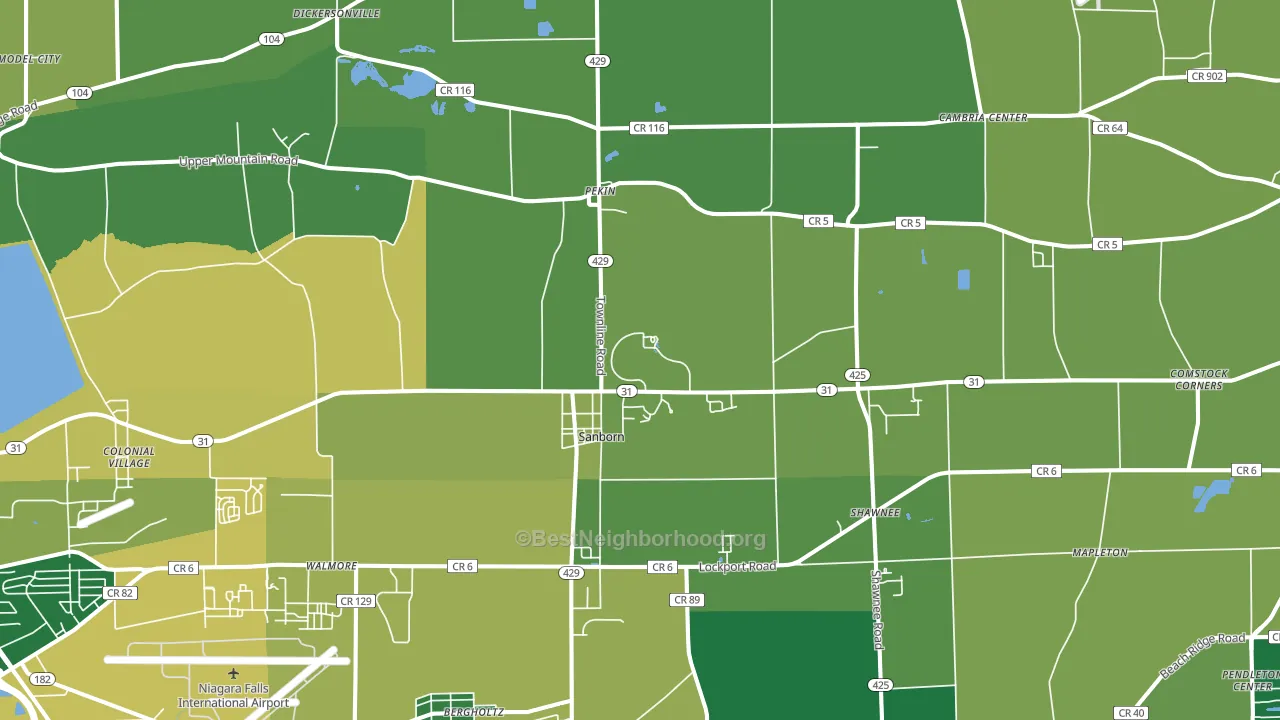 Sanborn, NY block-group voter-turnout map