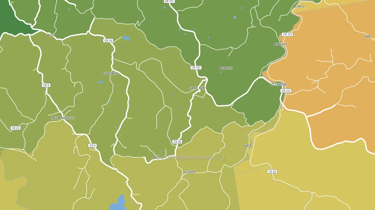 Sand Run, WV block-group voter-turnout map