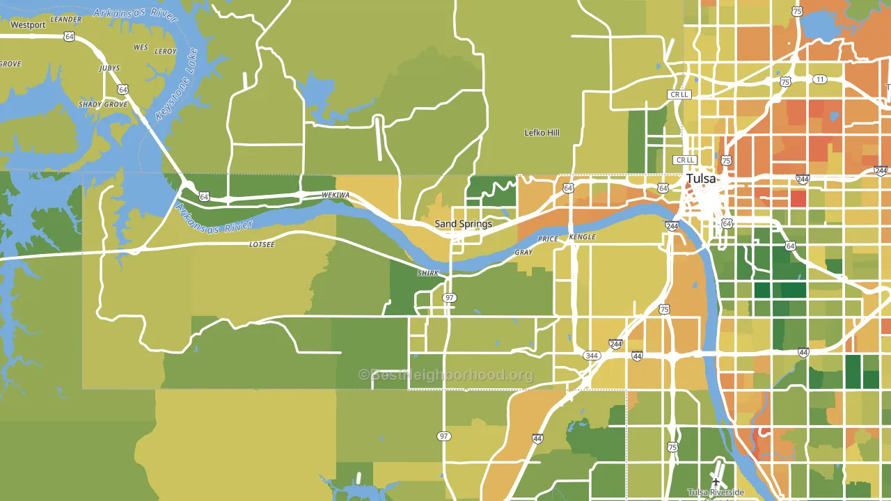 Sand Springs, OK block-group voter-turnout map