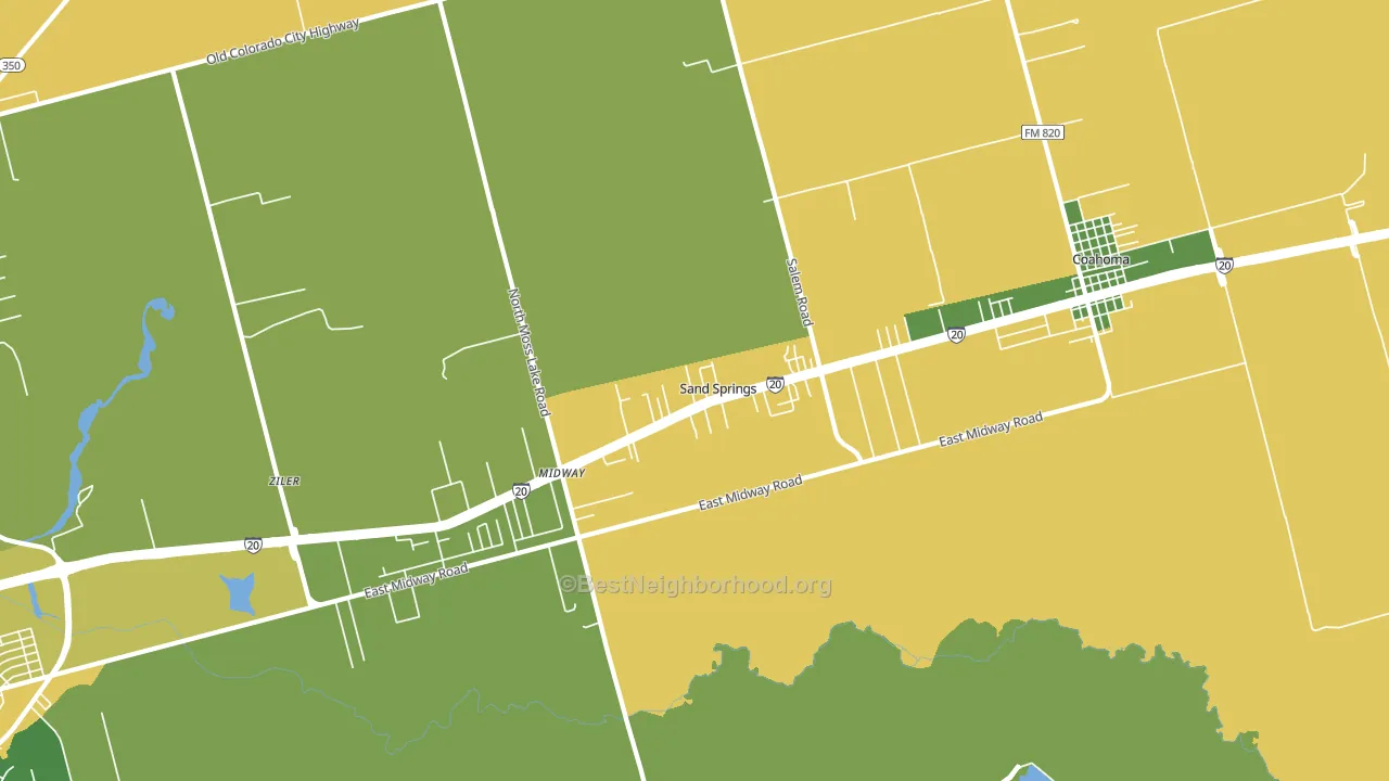 Sand Springs, TX block-group voter-turnout map