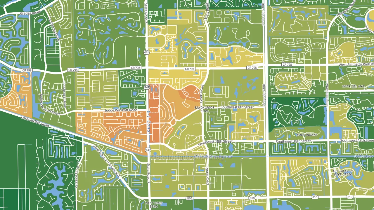 Sandalfoot Cove, Boca Raton, FL block-group voter-turnout map